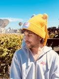 LOVERBOY BY CHARLES JEFFREY CHUNKY Rabbit BEANIE in YELLOW + light blue