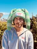 LOVERBOY BY CHARLES JEFFREY CHUNKY Rabbit BEANIE in Green Stripe