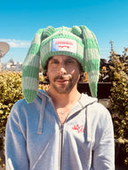 LOVERBOY BY CHARLES JEFFREY CHUNKY Rabbit BEANIE in Green Stripe