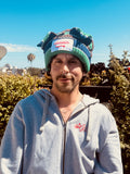 LOVERBOY BY CHARLES JEFFREY CHUNKY EARS BEANIE in GREEN NAVY BROWN