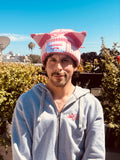 LOVERBOY BY CHARLES JEFFREY CHUNKY EARS BEANIE in PINK STRIPE