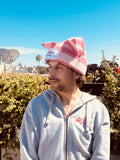 LOVERBOY BY CHARLES JEFFREY CHUNKY EARS BEANIE in PINK STRIPE