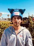 LOVERBOY BY CHARLES JEFFREY CHUNKY EARS BEANIE in BLUE STRIPE