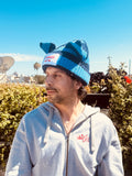 LOVERBOY BY CHARLES JEFFREY CHUNKY EARS BEANIE in BLUE STRIPE