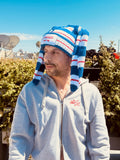 LOVERBOY BY CHARLES JEFFREY CHUNKY Rabbit BEANIE in Blue + Whitev+ Red