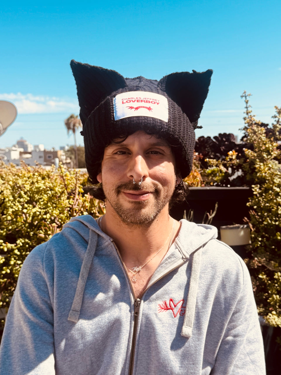 LOVERBOY BY CHARLES JEFFREY CHUNKY EARS BEANIE in BLACK