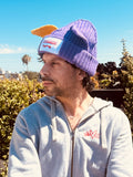 LOVERBOY BY CHARLES JEFFREY CHUNKY EARS BEANIE in PURPLE / YELLOW