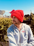 LOVERBOY BY CHARLES JEFFREY MOHAIR CHUNKY EARS BEANIE in RED