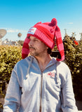 LOVERBOY BY CHARLES JEFFREY CHUNKY Rabbit BEANIE in Red + Pink Stripe