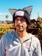LOVERBOY BY CHARLES JEFFREY CHUNKY EARS BEANIE in BLACK / ECRU