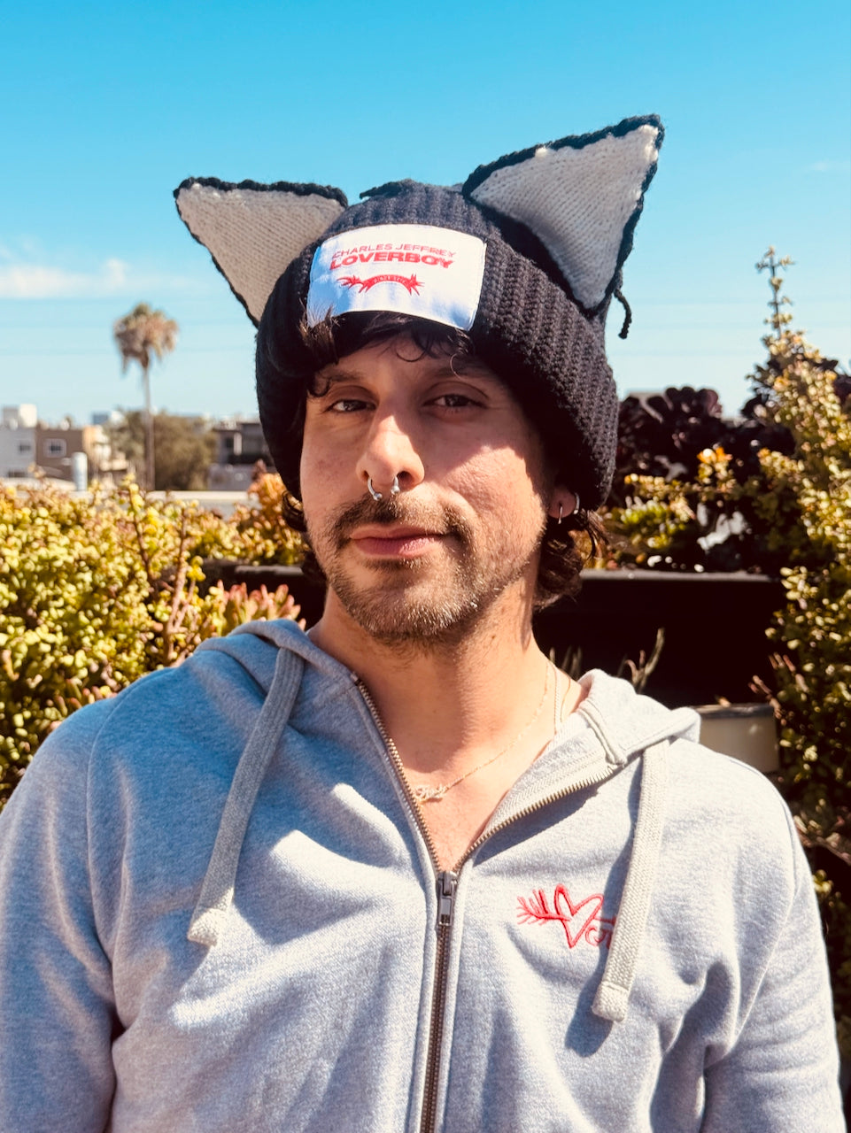 LOVERBOY BY CHARLES JEFFREY CHUNKY EARS BEANIE in BLACK / ECRU