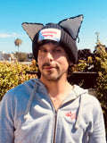 LOVERBOY BY CHARLES JEFFREY CHUNKY EARS BEANIE in BLACK / ECRU