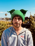 LOVERBOY BY CHARLES JEFFREY MOHAIR CHUNKY EARS BEANIE in GREEN