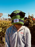 LOVERBOY BY CHARLES JEFFREY SUPERSIZED CHUNKY EARS BEANIE in GREEN NAVY