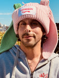 LOVERBOY BY CHARLES JEFFREY CHUNKY Rabbit BEANIE in PINK + light Green
