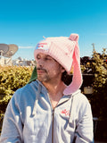 LOVERBOY BY CHARLES JEFFREY CHUNKY Rabbit BEANIE in PINK + light Green