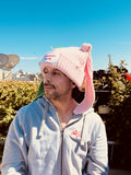 LOVERBOY BY CHARLES JEFFREY CHUNKY Rabbit BEANIE in PINK + light Green