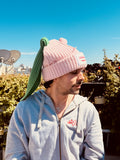 LOVERBOY BY CHARLES JEFFREY CHUNKY Rabbit BEANIE in PINK + light Green