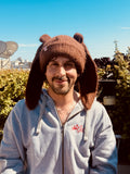 LOVERBOY BY CHARLES JEFFREY ALPACA CHUNKY RABBIT BEANIE in BROWN