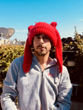 LOVERBOY BY CHARLES JEFFREY MOHAIR CHUNKY RABBIT BEANIE in RED