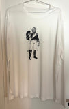 White long-sleeve prototype T-shirt printed with a Bill Ward figure in military dress