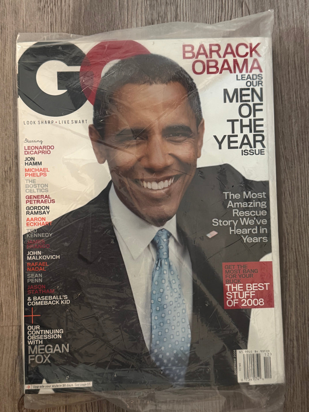 GQ December 2008 Men of the Year issue with Barack Obama on the cover, sealed in its original polybag