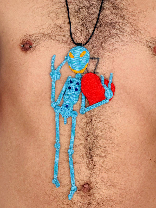 Walter Van Beirendonck Peace Alien Necklace in Blue