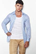 Striped Stretch Button Up Shirt