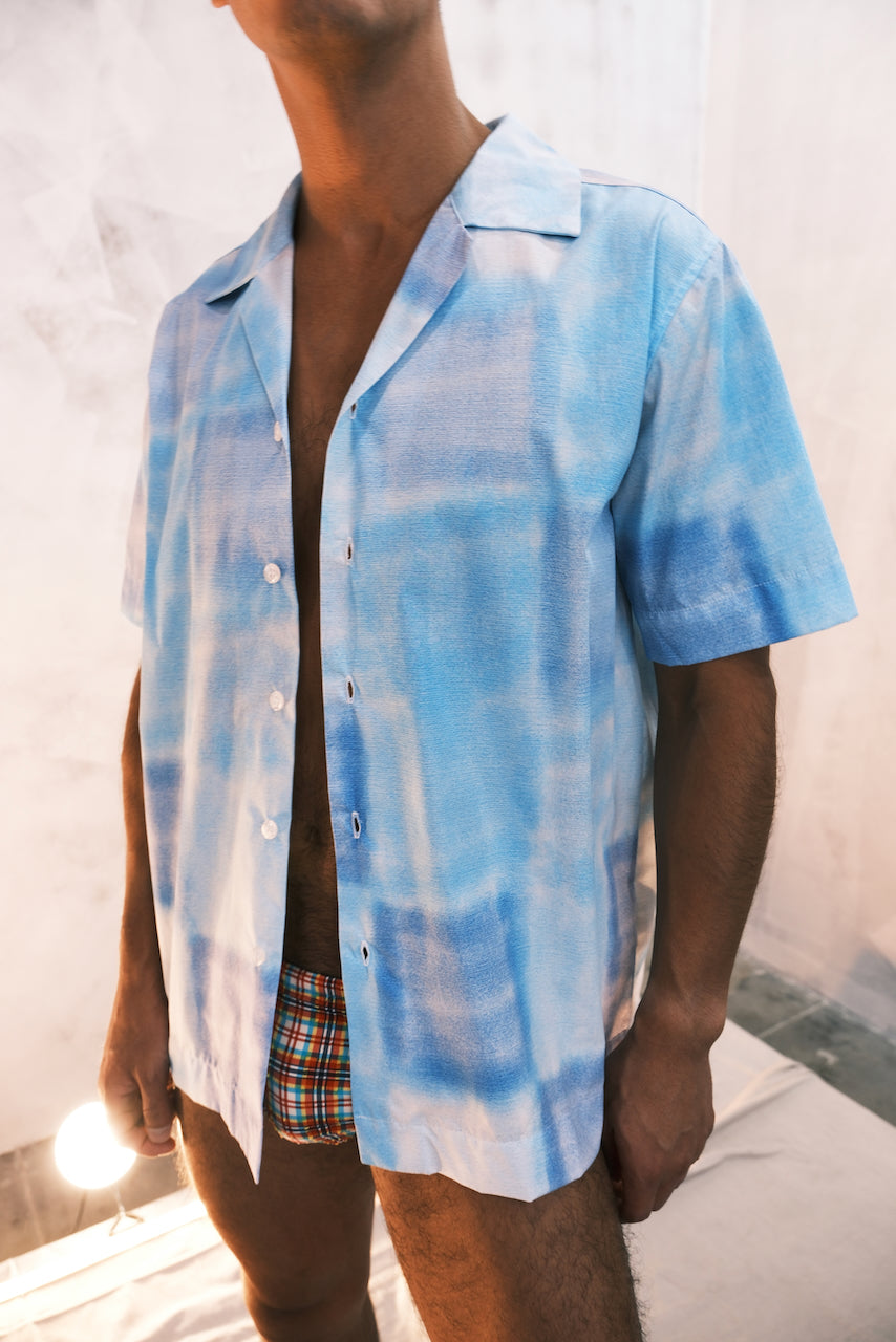 Blue Check Shirt by ISNURH FW 24-25