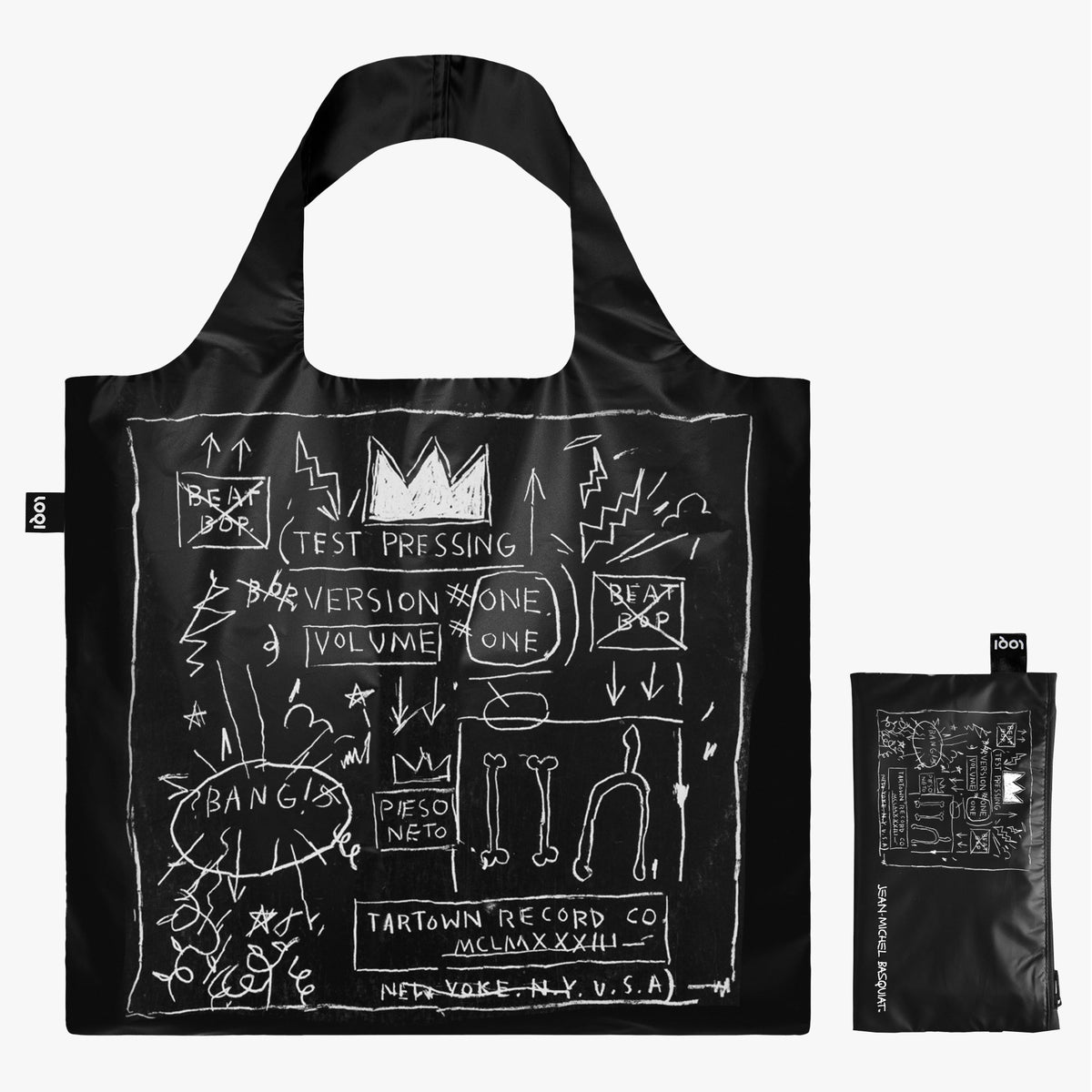 JEAN-MICHEL BASQUIAT Crown Black Metallic Bag by LOQI