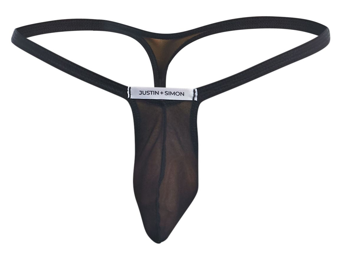 Justin + Simon Bulge Thongs - Black Mesh
