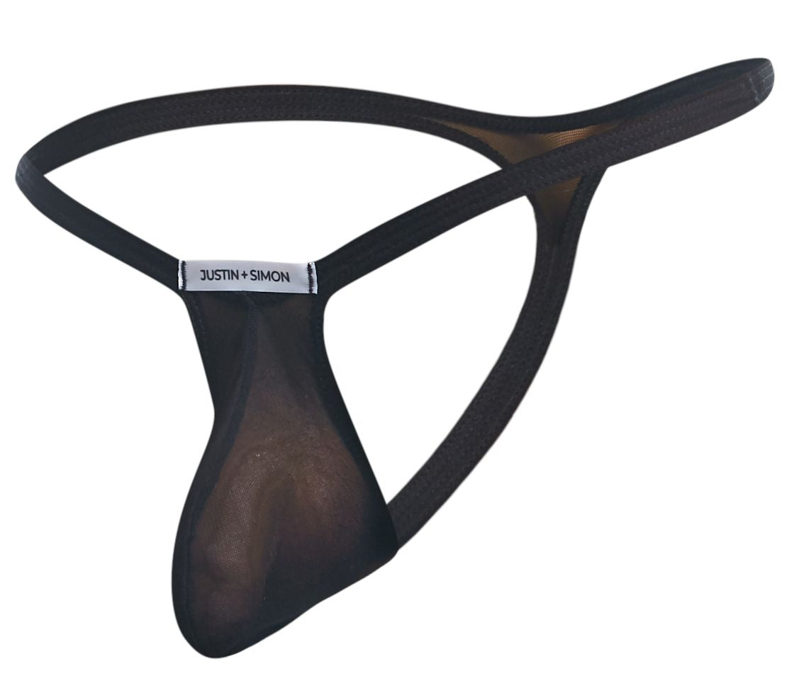 Justin + Simon Bulge Thongs - Black Mesh