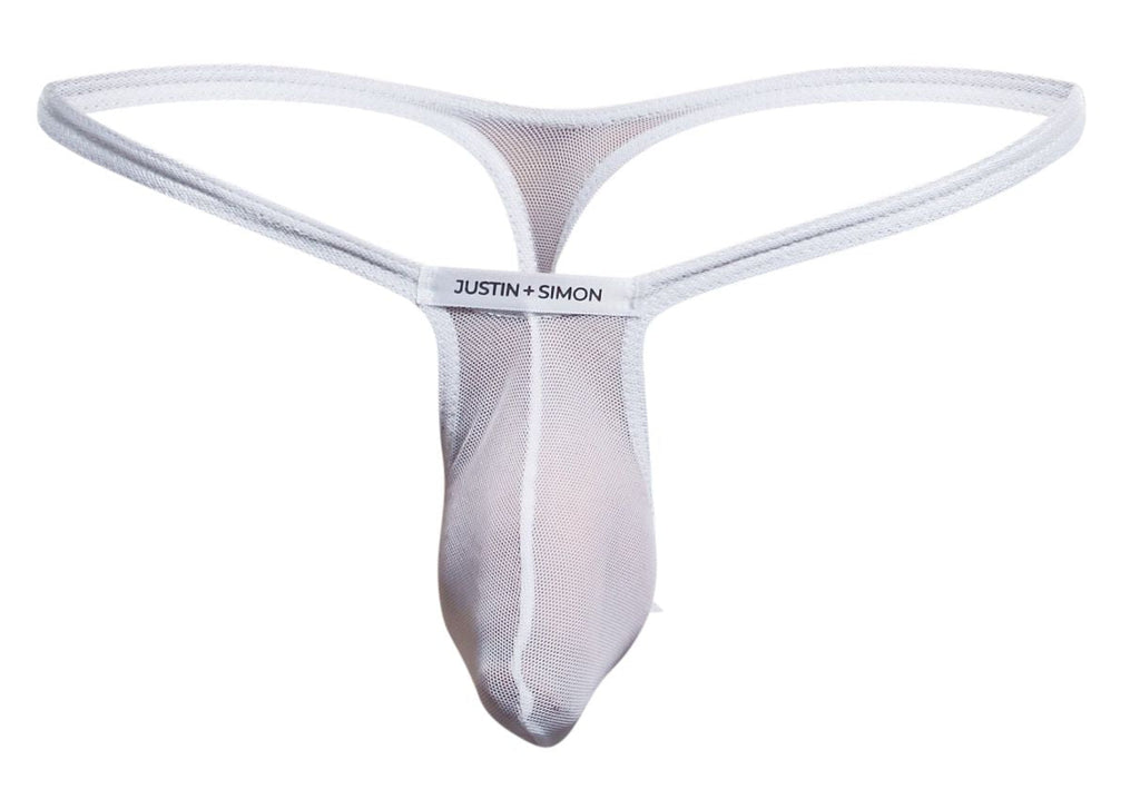 Justin + Simon Bulge Thongs - White Mesh