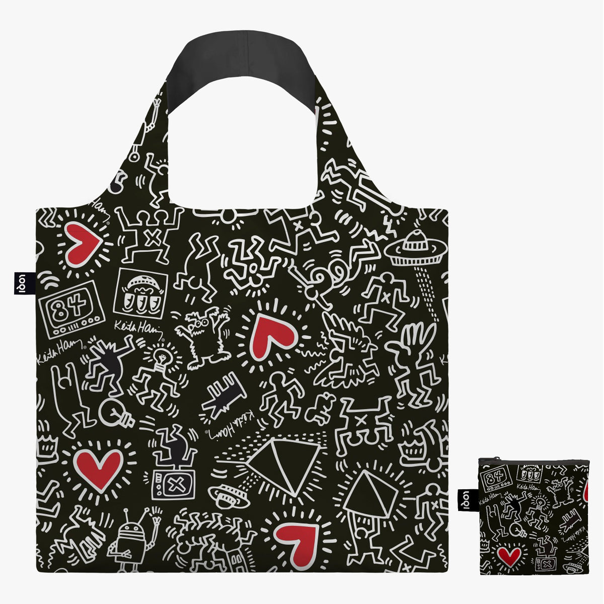 KEITH HARING Black Pattern Recycled Bag by LOQI