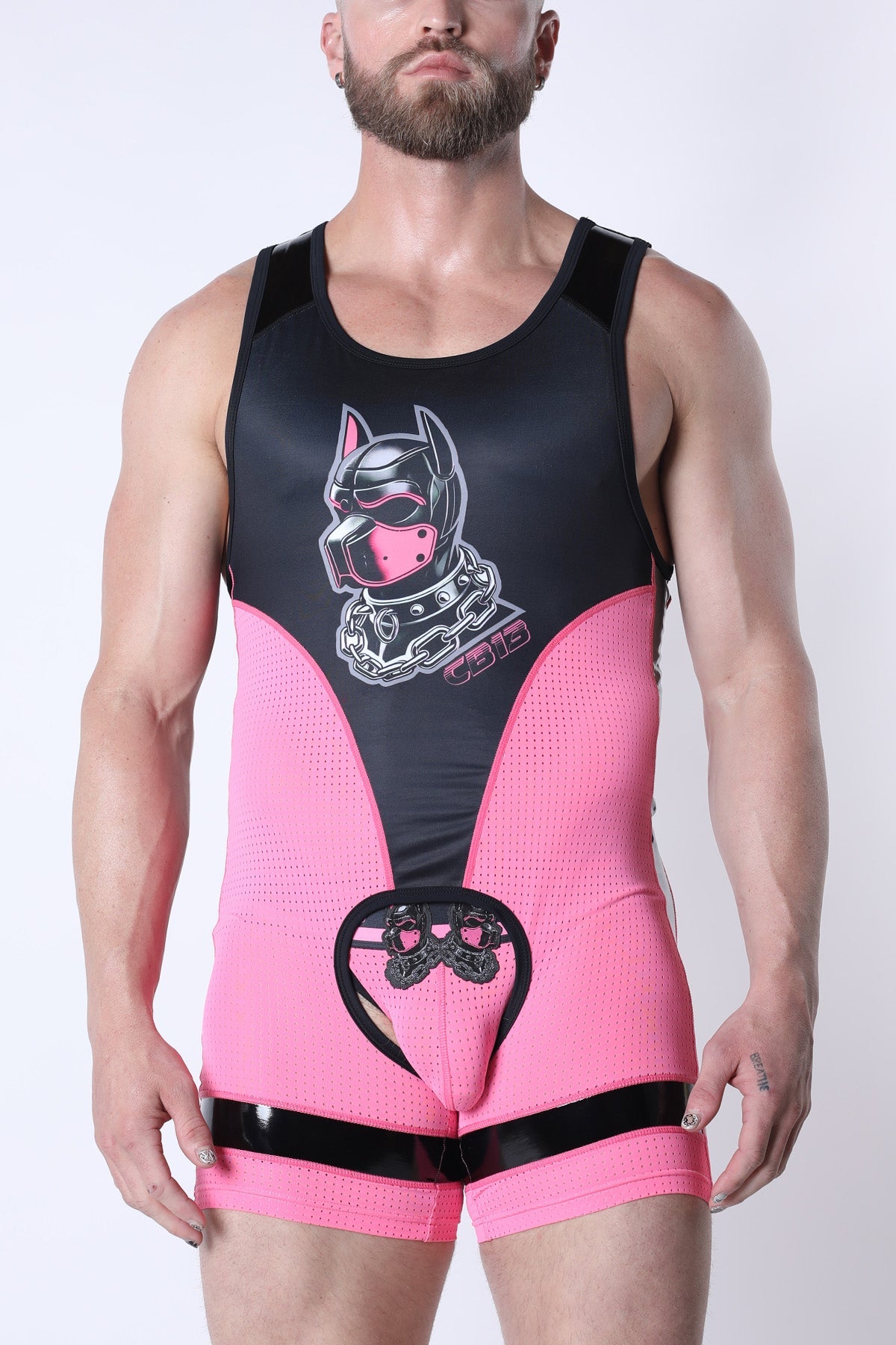 CELLBLOCK 13 Kennel Club DARK PUP Singlet Chaps - Pink