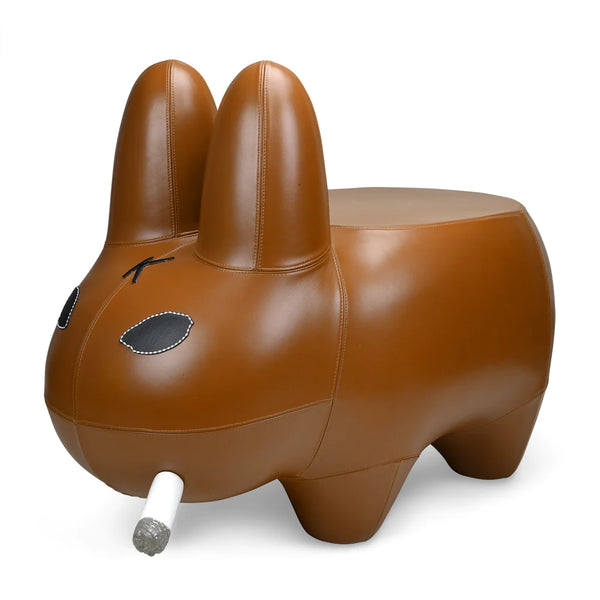 KIDROBOT ART GIANT LEATHER SMORKIN' LABBIT STOOL BY FRANK KOZIK - BROWN EDITION