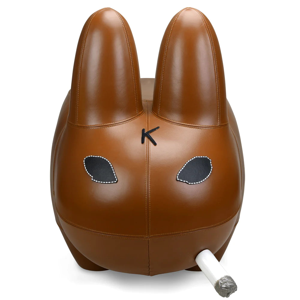 KIDROBOT ART GIANT LEATHER SMORKIN' LABBIT STOOL BY FRANK KOZIK - BROWN EDITION