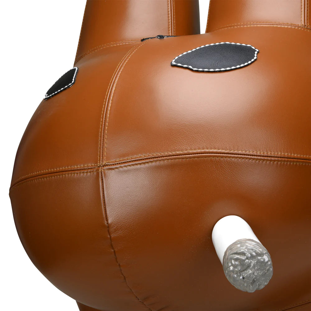 KIDROBOT ART GIANT LEATHER SMORKIN' LABBIT STOOL BY FRANK KOZIK - BROWN EDITION