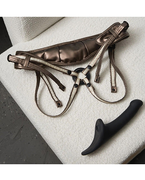 Strap On Me Leatherette Desirous Harness - Metallic Bronze
