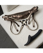 Strap On Me Leatherette Desirous Harness - Metallic Bronze