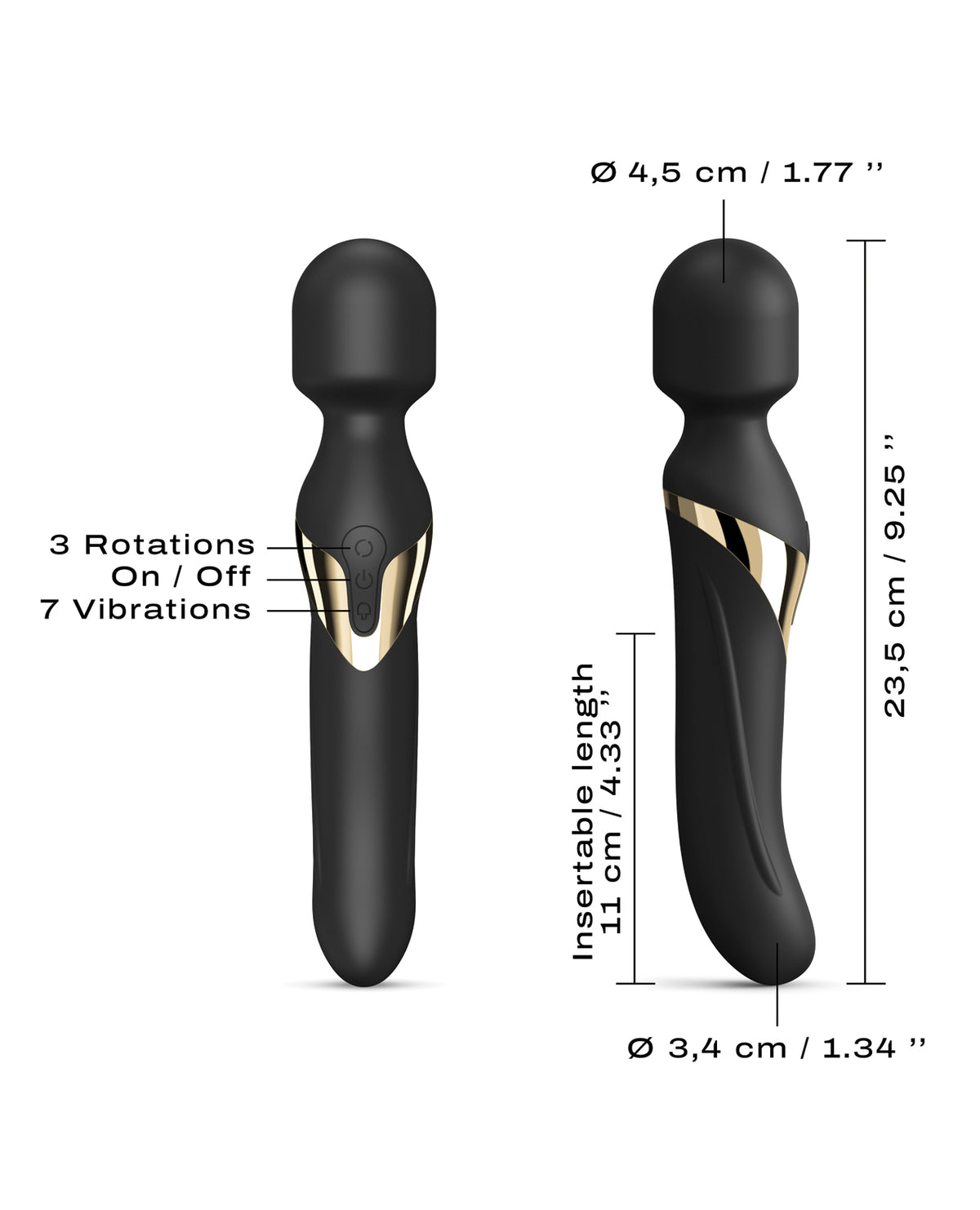 Dorcel Dual Orgasms Rotating G-Spot Vibrator - Black/Gold
