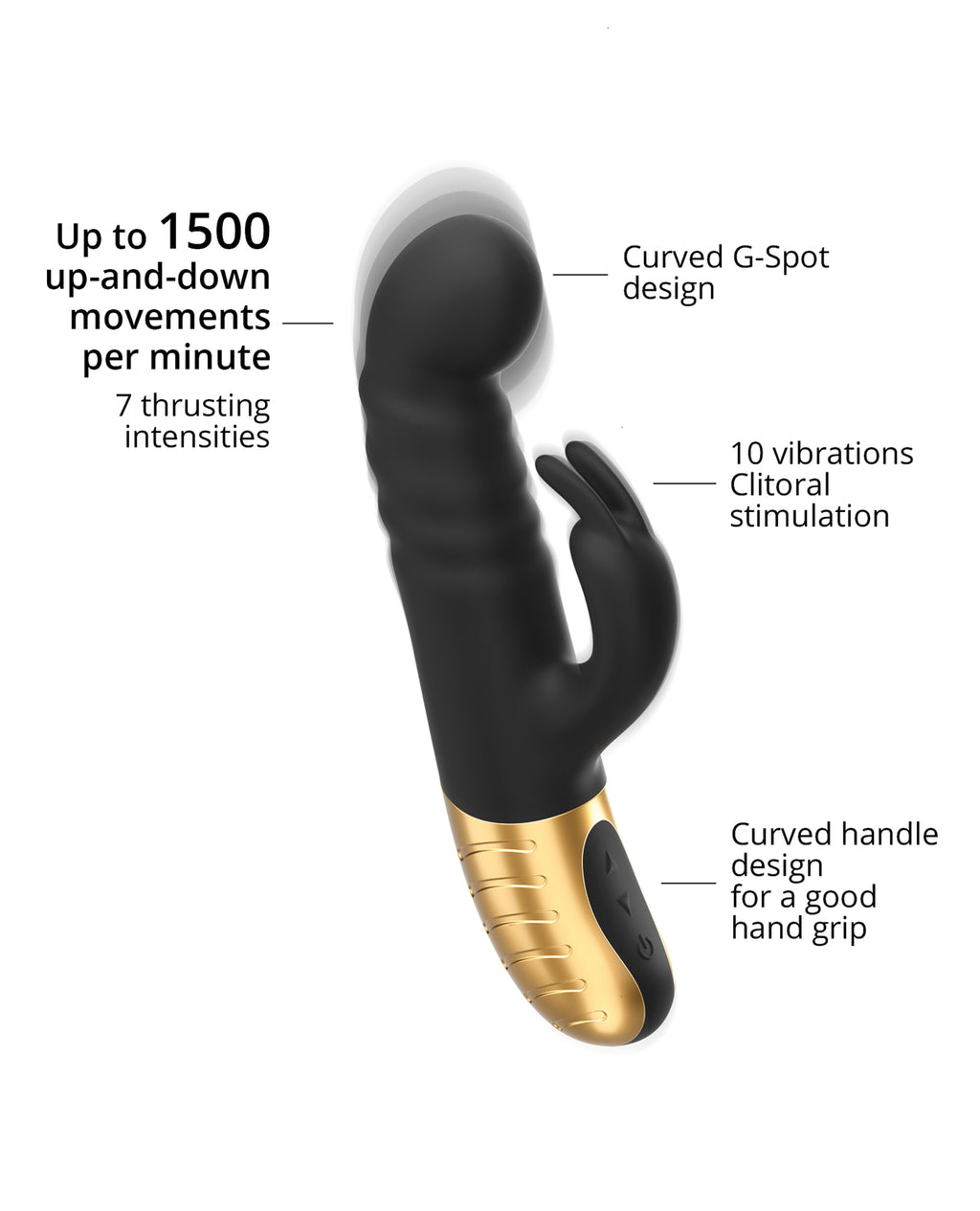 Dorcel G-Stormer Thrusting G-Spot Rabbit Vibrator - Black/Gold