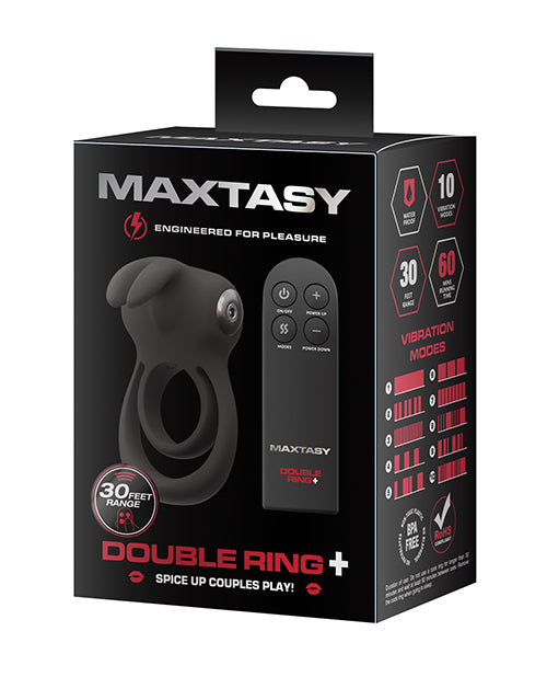 Maxtasy Double Ring+ Remote Control Vibrating Cock Ring