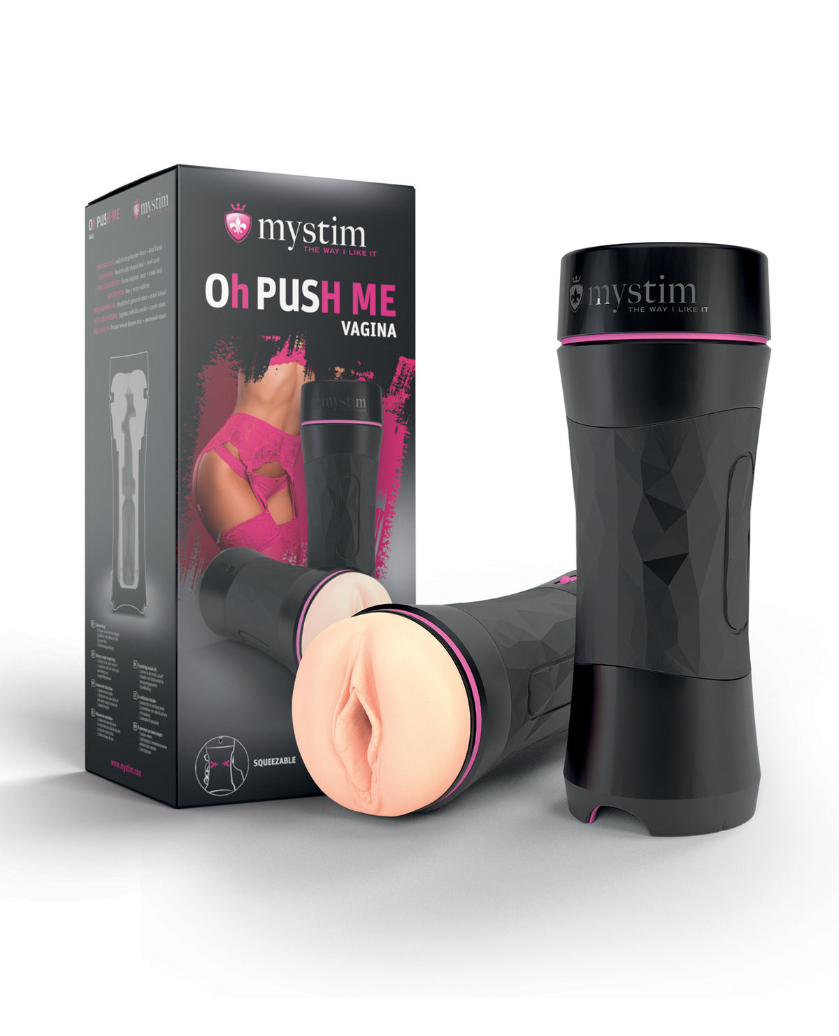Mystim Oh-Pushme E-Stim Vagina Masturbator - Black