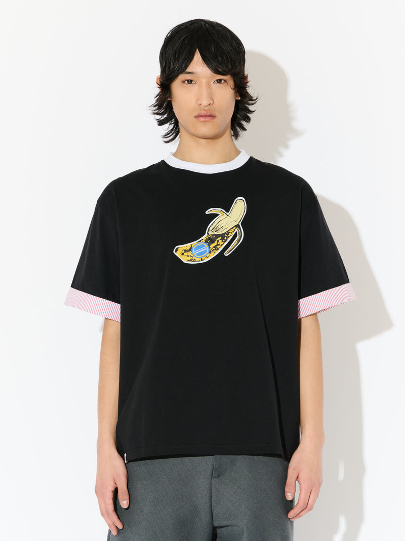 LOVERBOY BY CHARLES JEFFREY TURN UP TEE in BLACK YELLOW