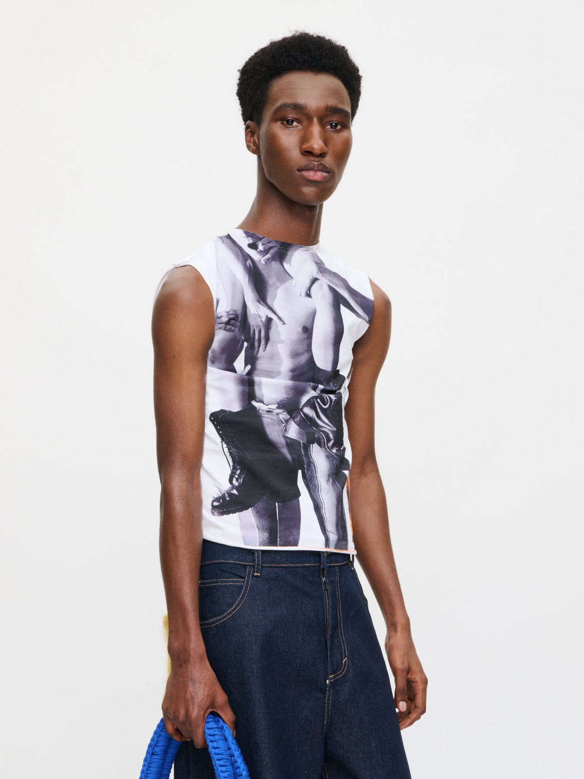 LOVERBOY BY CHARLES JEFFREY GRAPHIC TANK TOP in WHITE