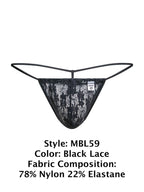 Malebasics Lace G-String - Black Lace