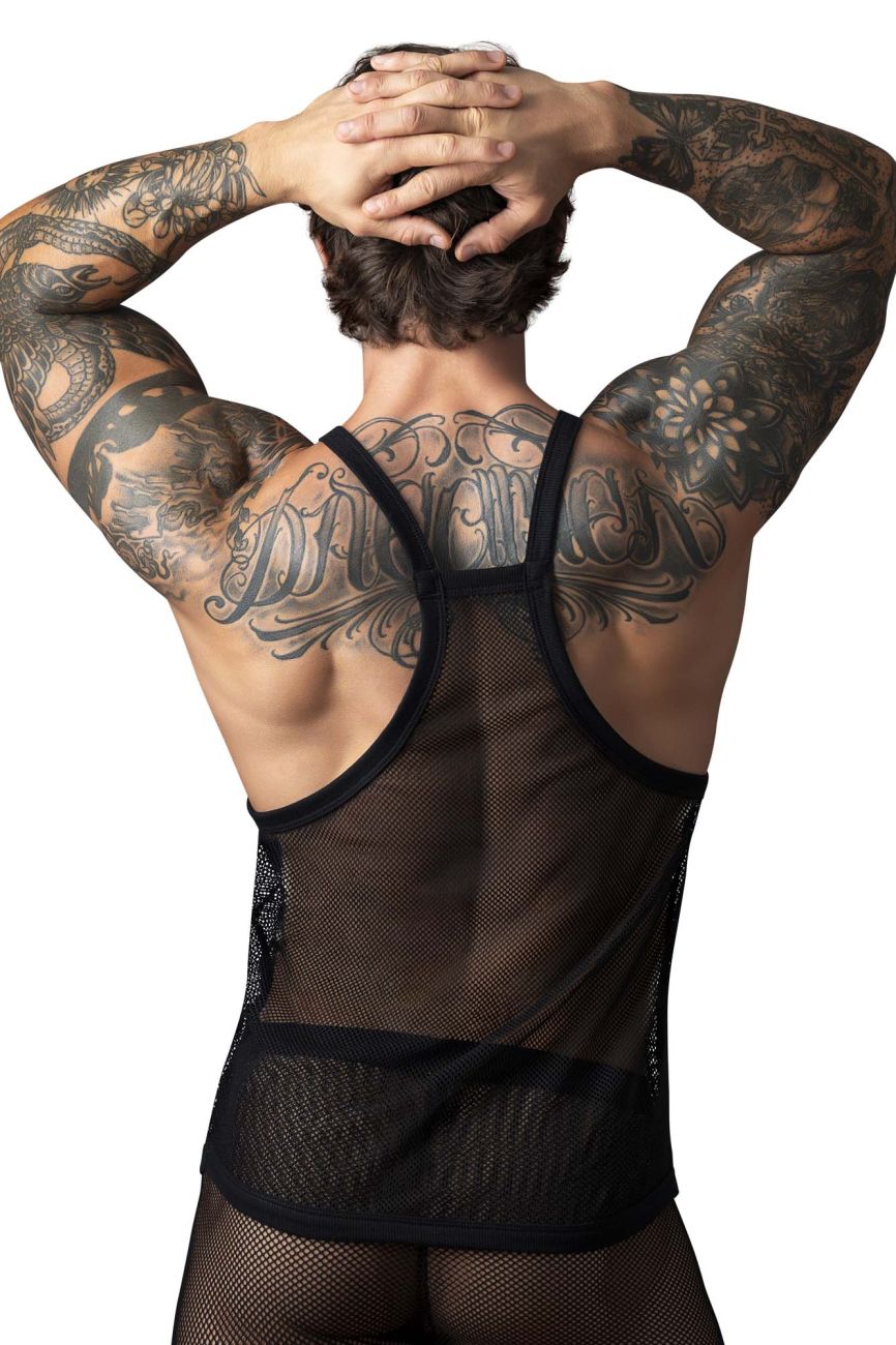 Male Power Fishnet 2 Tank Top - Black