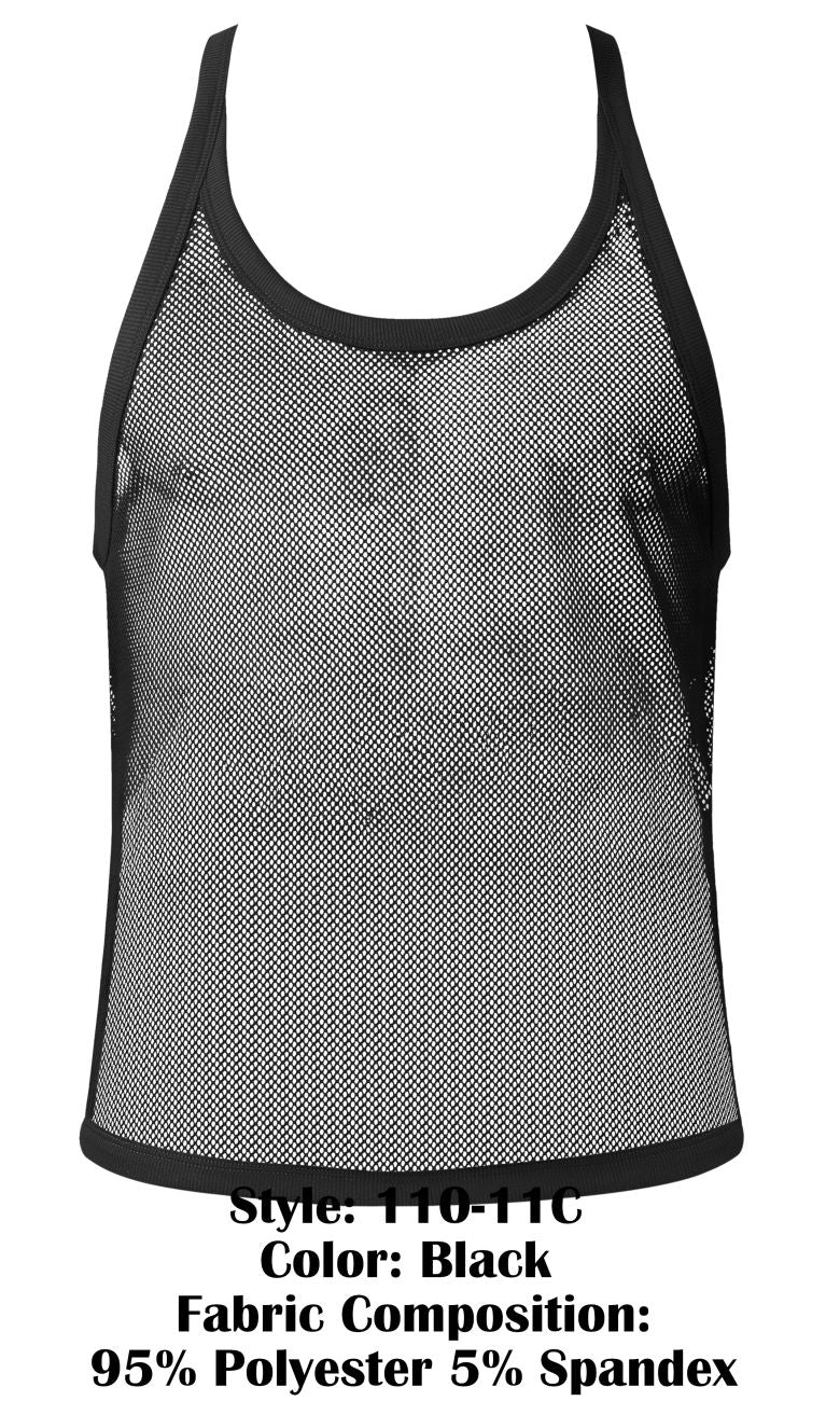Male Power Fishnet 2 Tank Top - Black