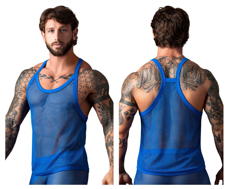 Male Power Fishnet 2 Tank Top - Royal